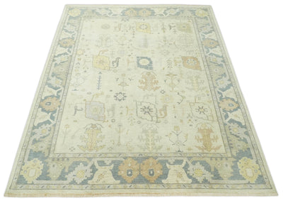 Ivory, Beige and Gray 8x10, 6x9, 4x6 Hand Knotted Traditional Persian Oushak Wool Rug | AC4 - The Rug Decor