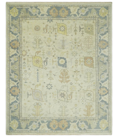 Ivory, Beige and Gray 8x10, 6x9, 4x6 Hand Knotted Traditional Persian Oushak Wool Rug | AC4 - The Rug Decor