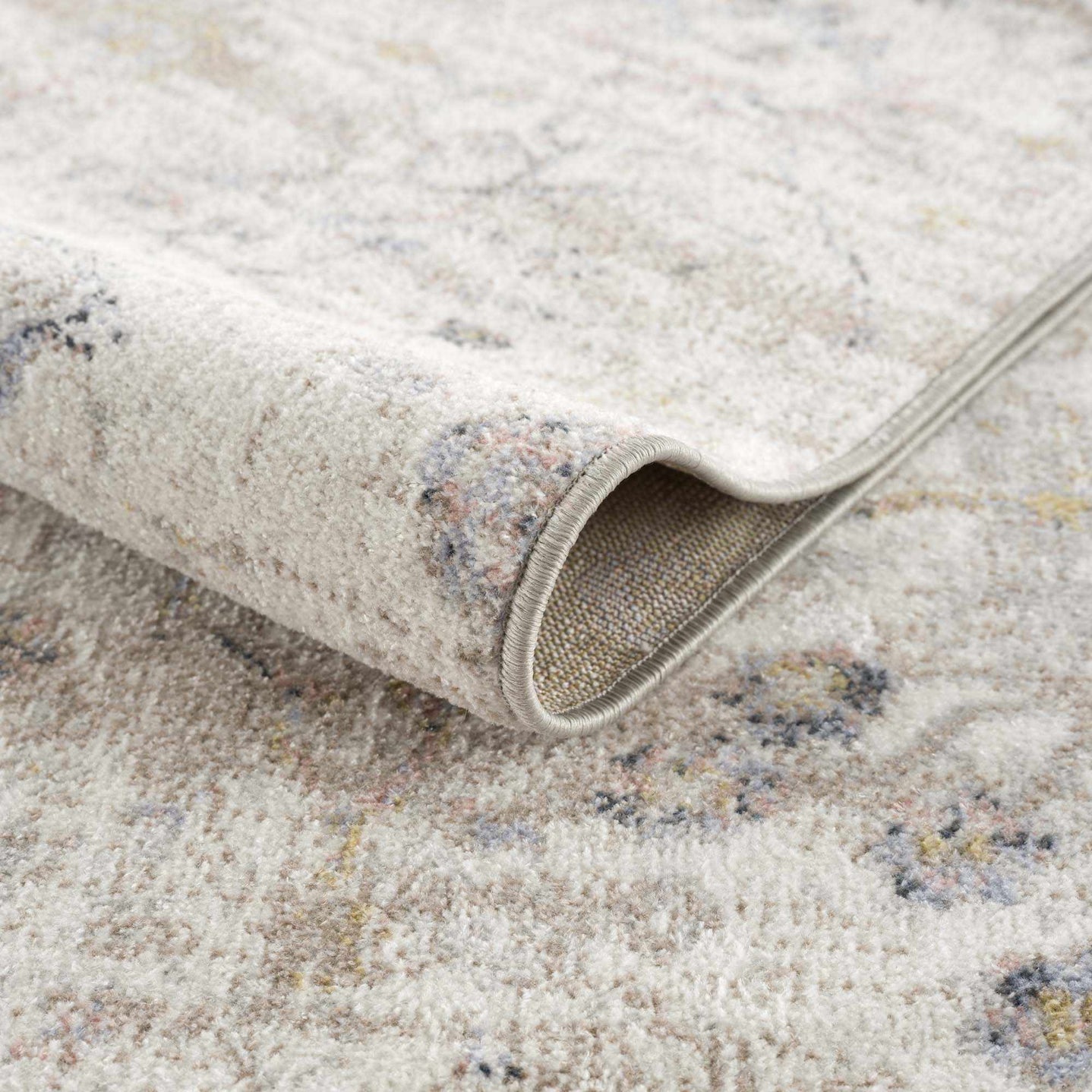 Ivory, Beige, Peach and Charcoal Antique Floral Washable Area Rug - The Rug Decor