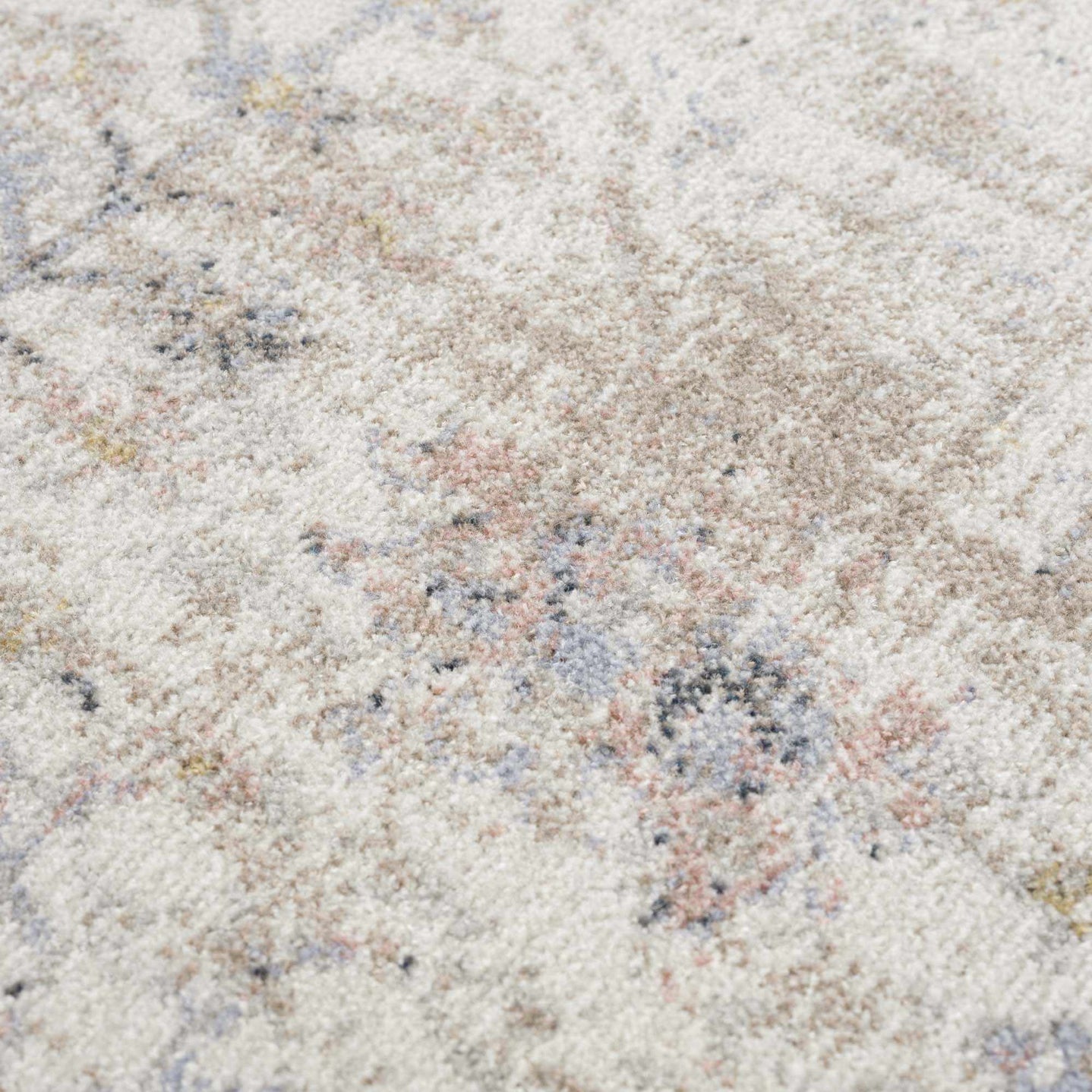 Ivory, Beige, Peach and Charcoal Antique Floral Washable Area Rug - The Rug Decor