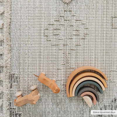 Ivory, Brown and charcoal Flatwoven Knit design Geometrical Carved Texture Area Rug - The Rug Decor