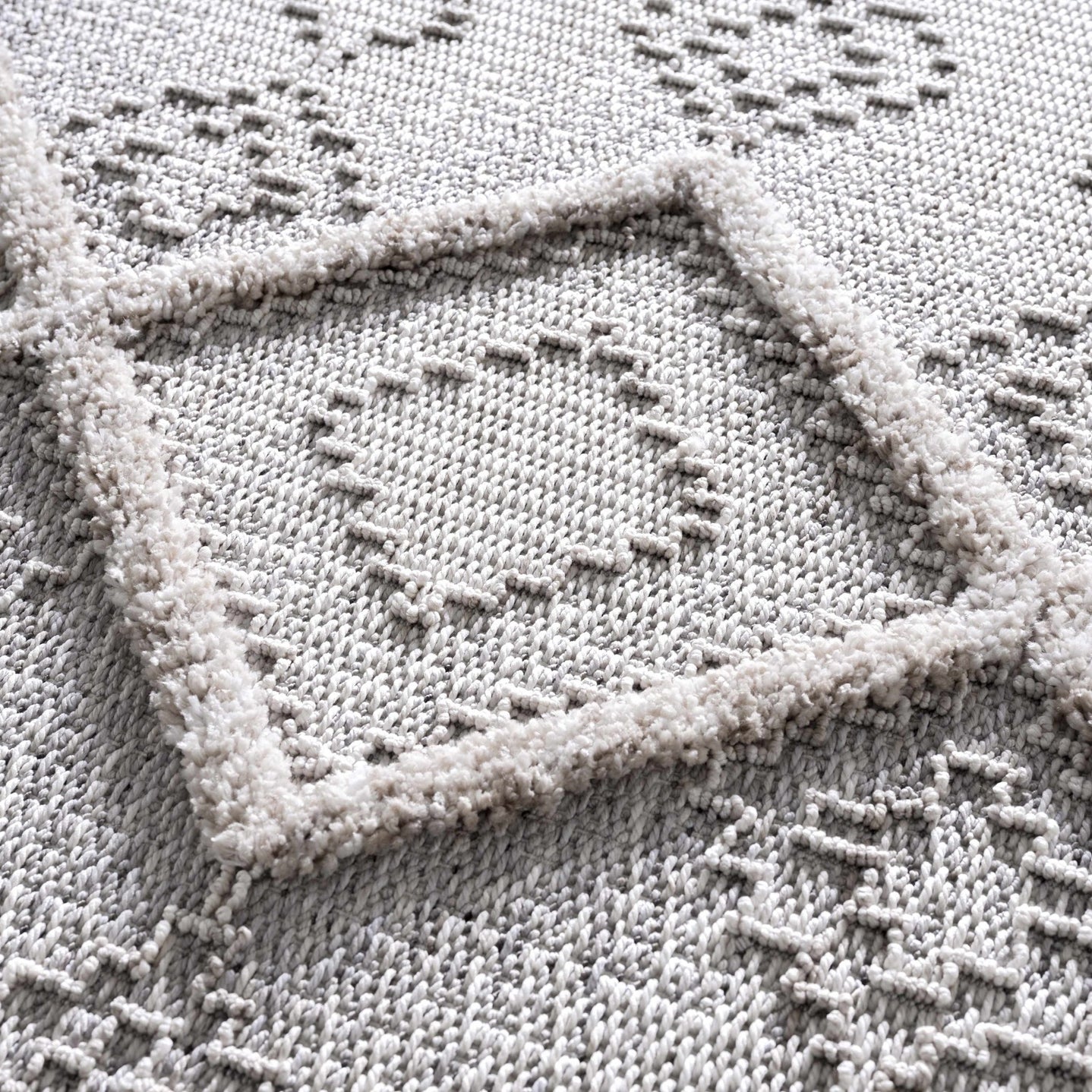 Ivory, Brown and charcoal Flatwoven Knit design Geometrical Carved Texture Area Rug - The Rug Decor