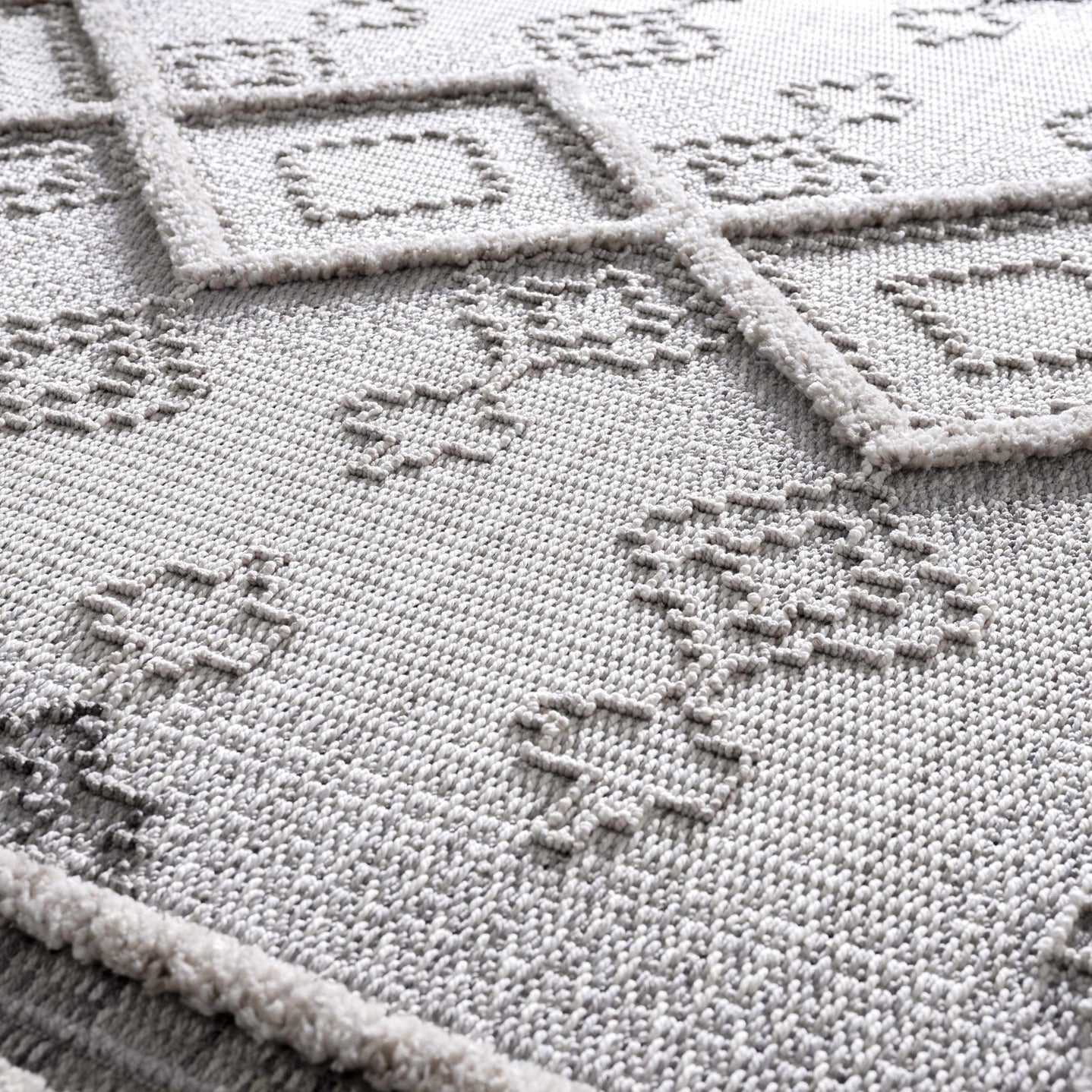 Ivory, Brown and charcoal Flatwoven Knit design Geometrical Carved Texture Area Rug - The Rug Decor