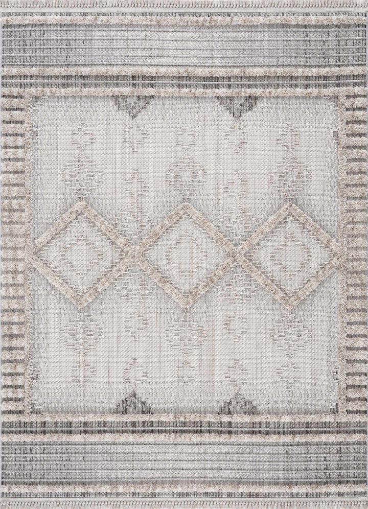 Ivory, Brown and charcoal Flatwoven Knit design Geometrical Carved Texture Area Rug - The Rug Decor