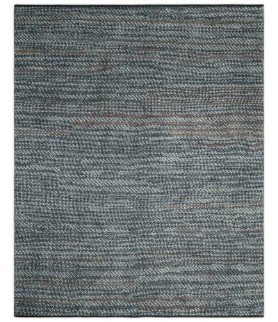 Ivory, Gray, Charcoal and Brown Antique Stripes Design Hand knotted 8x10 wool Area Rug - The Rug Decor