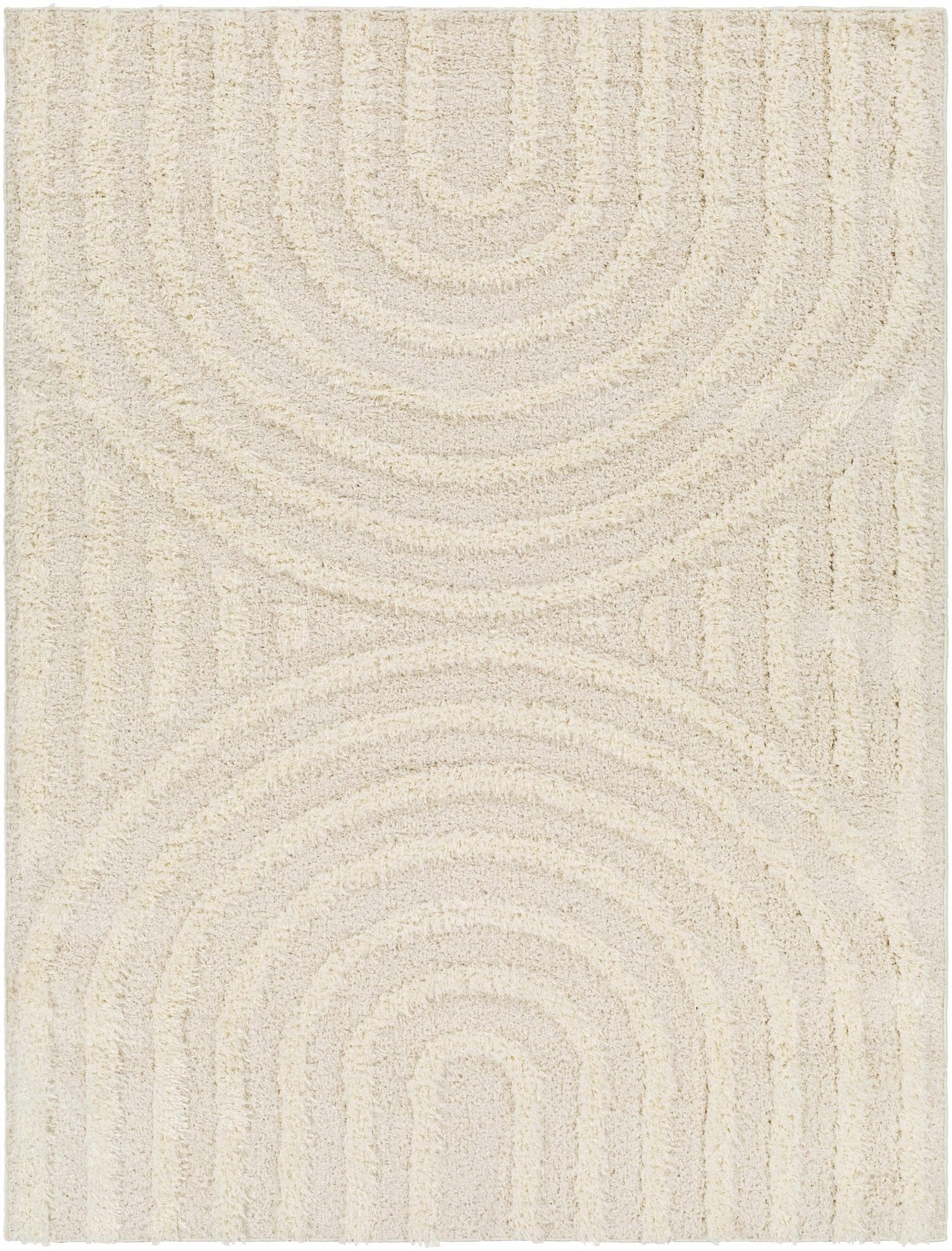 Ivory Modern Geometrical Plush Pile Moroccan Style Turkish area