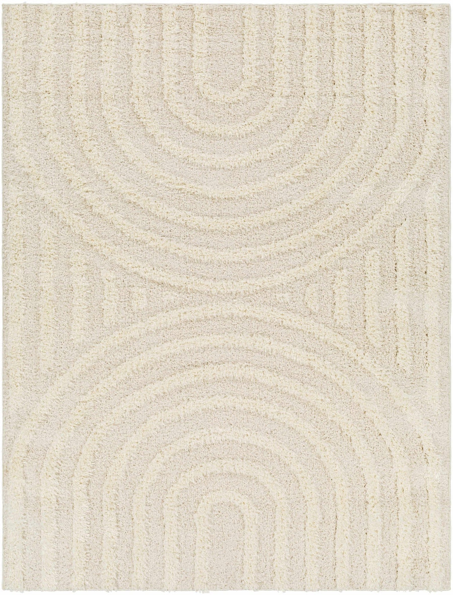 Ivory Modern Geometrical High Low Texture Plush Pile Moroccan Style area Rug - The Rug Decor