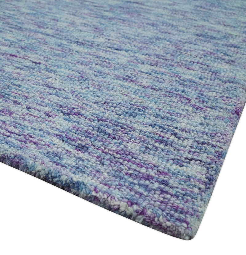 Ivory, Purple and Blue Abstract Solid Hand Tufted 2x3, 3x5, 5x8, 6x9, 8x10 and 9x12 Natural Wool Area Rug | UL56 - The Rug Decor