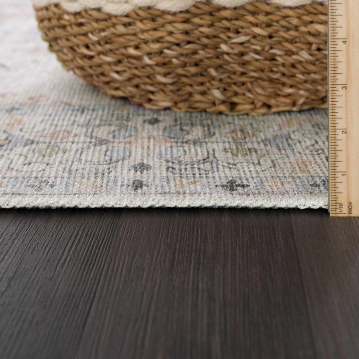 Ivory, Rust and Blue Machine Woven Traditional Design Machine Washable Rug - The Rug Decor