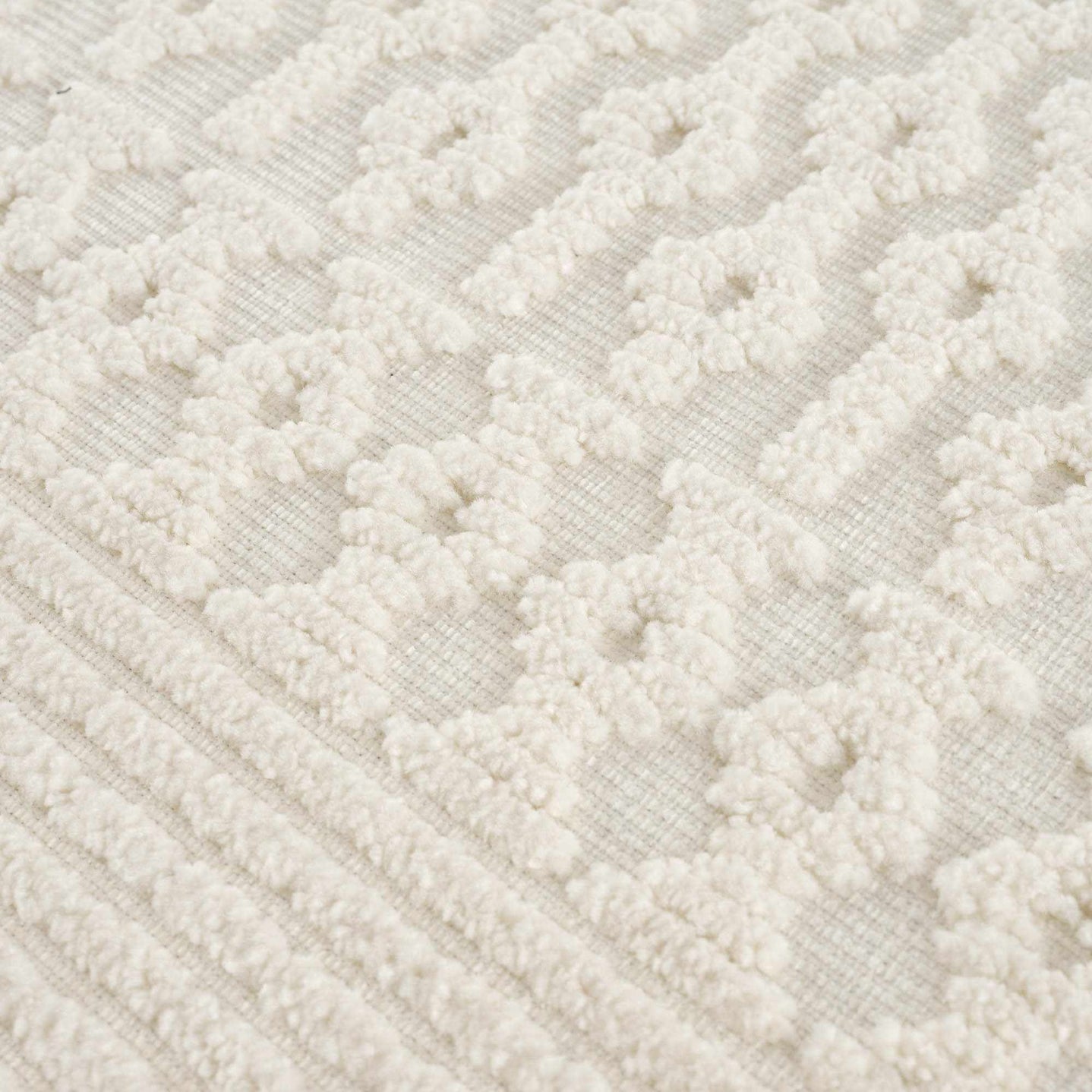 Ivory Texture Tribal Trellis Washable High Low Pile Area Rug - The Rug Decor