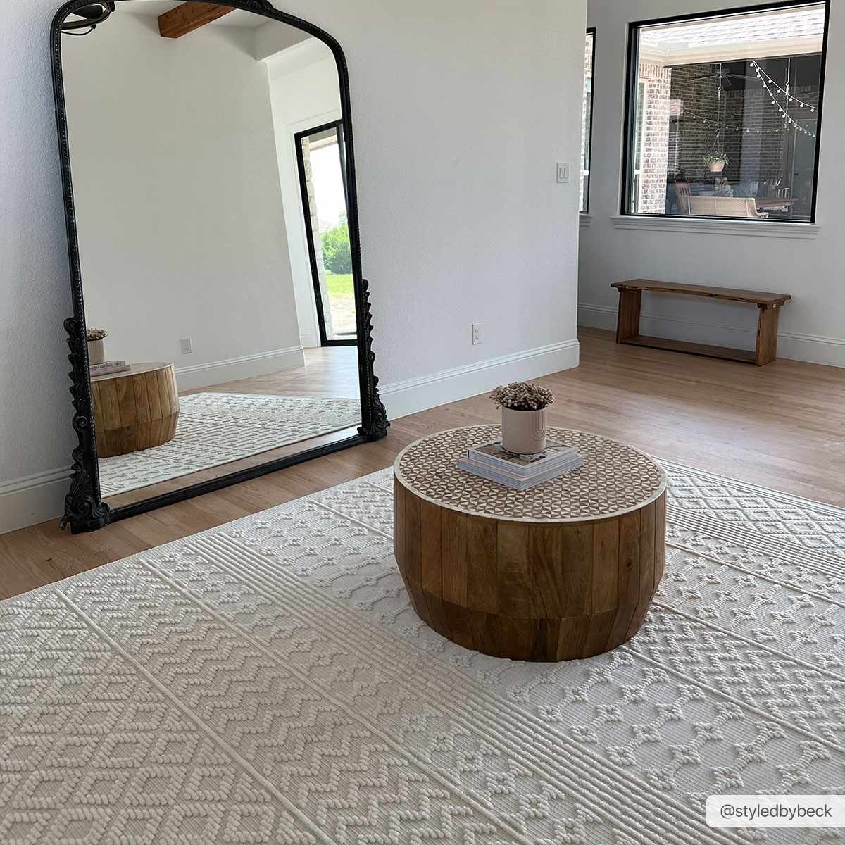 Ivory Texture Tribal Trellis Washable High Low Pile Area Rug - The Rug Decor