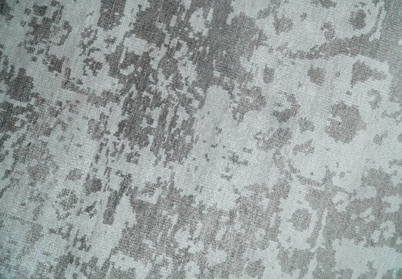 Large 8x10 Fine Hand Knotted Gray and Ivory Traditional Persian style Bamboo Silk Rug | TRDCP544810 - The Rug Decor
