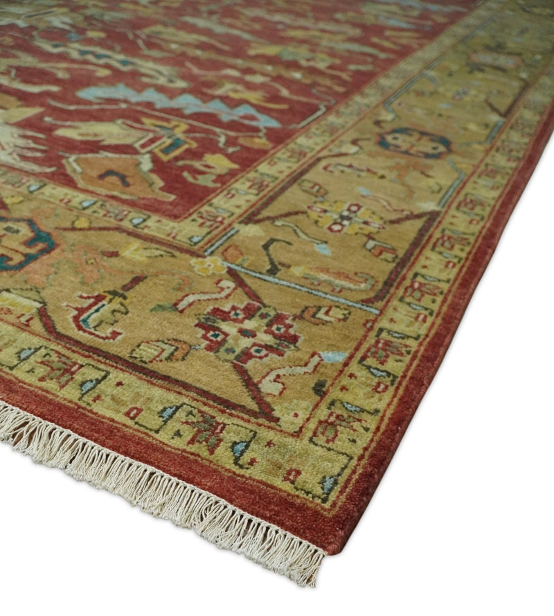 Large 8x10 Fine Hand Knotted Rust and Ivory Traditional Vintage Persian Style Mahal Antique Wool Rug | TRDCP490810 - The Rug Decor