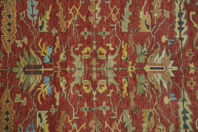 Large 8x10 Fine Hand Knotted Rust and Ivory Traditional Vintage Persian Style Mahal Antique Wool Rug | TRDCP490810 - The Rug Decor