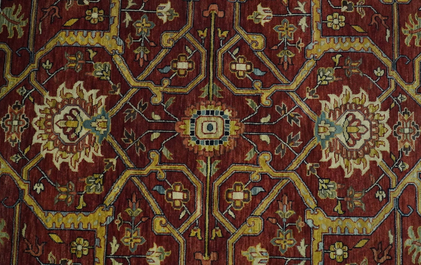 Large 9x12 Fine Hand Knotted Blue and Rust Traditional Vintage Persian Style Mahal Antique Wool Rug | TRDCP443912 - The Rug Decor