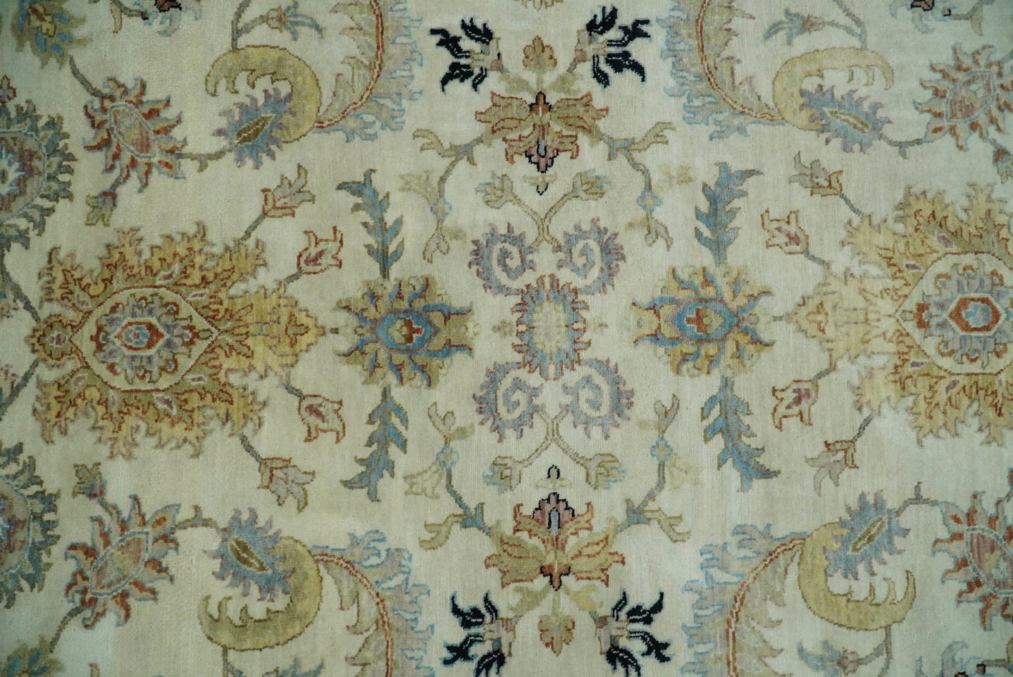 Large 9x12 Fine Hand Knotted Ivory and Black Traditional Vintage Persian Style Mahal Antique Wool Rug | TRDCP452912 - The Rug Decor