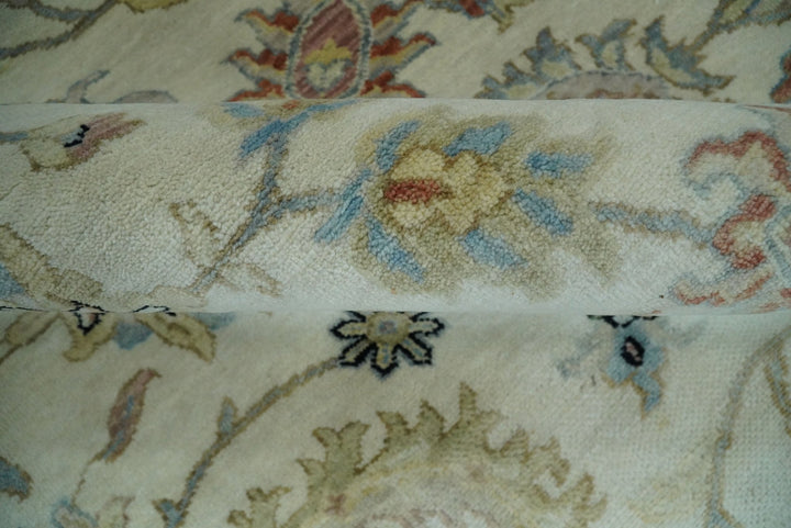 Large 9x12 Fine Hand Knotted Ivory and Black Traditional Vintage Persian Style Mahal Antique Wool Rug | TRDCP452912 - The Rug Decor