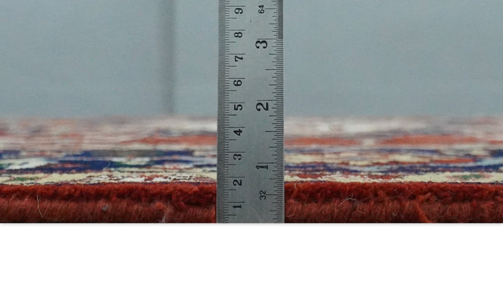 Large 9x12 Rust and Blue Hand Knotted Traditional Wool Rug - The Rug Decor