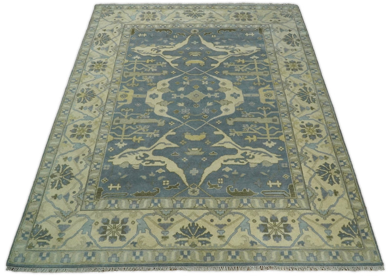 Large Hand Knotted 9x12 Oriental Oushak Gray and Ivory Wool Area Rug | TRDCP97912 - The Rug Decor