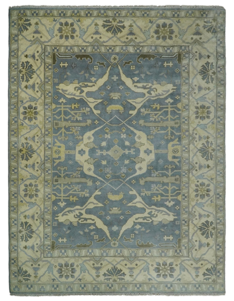 Large Hand Knotted 9x12 Oriental Oushak Gray and Ivory Wool Area Rug | TRDCP97912 - The Rug Decor