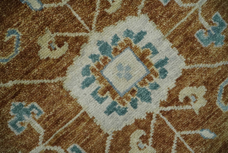 Large Rust and Blue 9x12 Hand Knotted Traditional Wool Turkish Design Area Rug - The Rug Decor