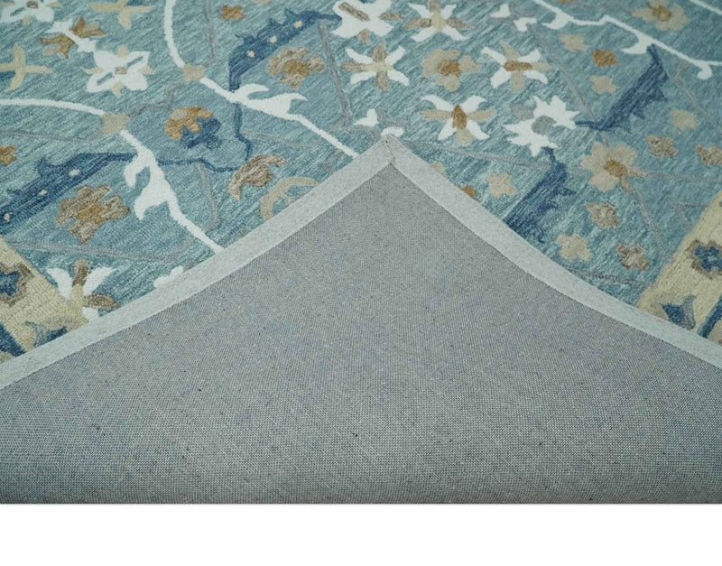 Light Blue, Blue, Beige and Ivory Oriental Hand Tufted Multi Size wool Area Rug - The Rug Decor