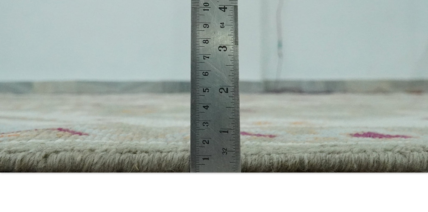 Light Green, Ivory and Maroon Traditional Hand knotted Custom Made wool Area Rug - The Rug Decor