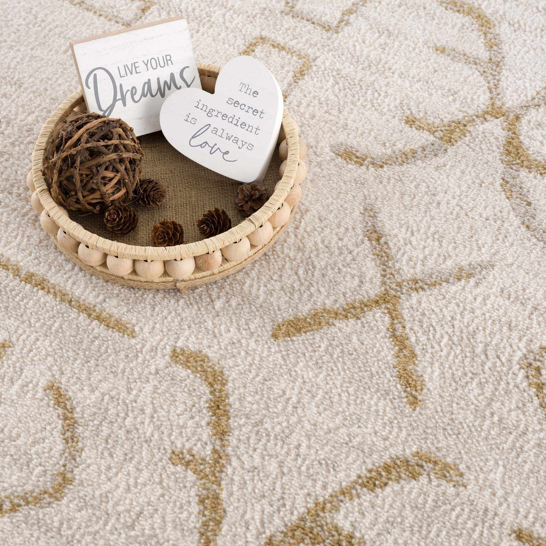 Light peach and Gold Tribal Design Contemporary Area Rug - The Rug Decor