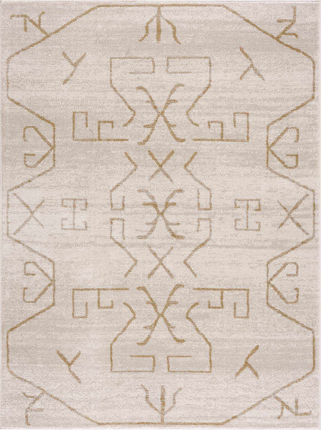 Light peach and Gold Tribal Design Contemporary Area Rug - The Rug Decor