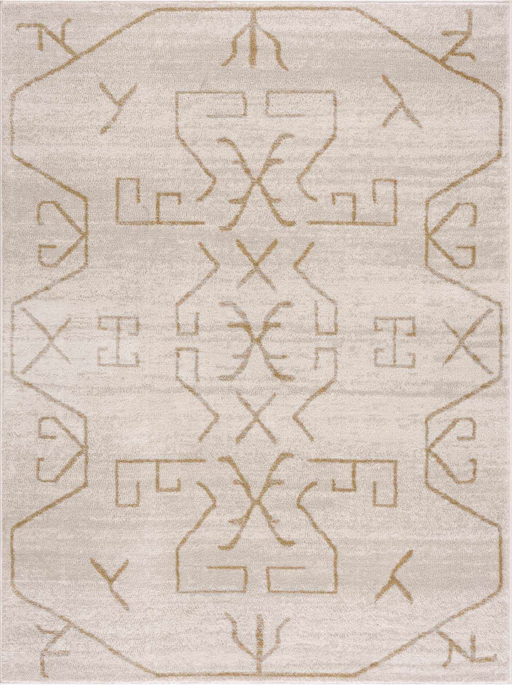 Light peach and Gold Tribal Design Contemporary Area Rug - The Rug Decor