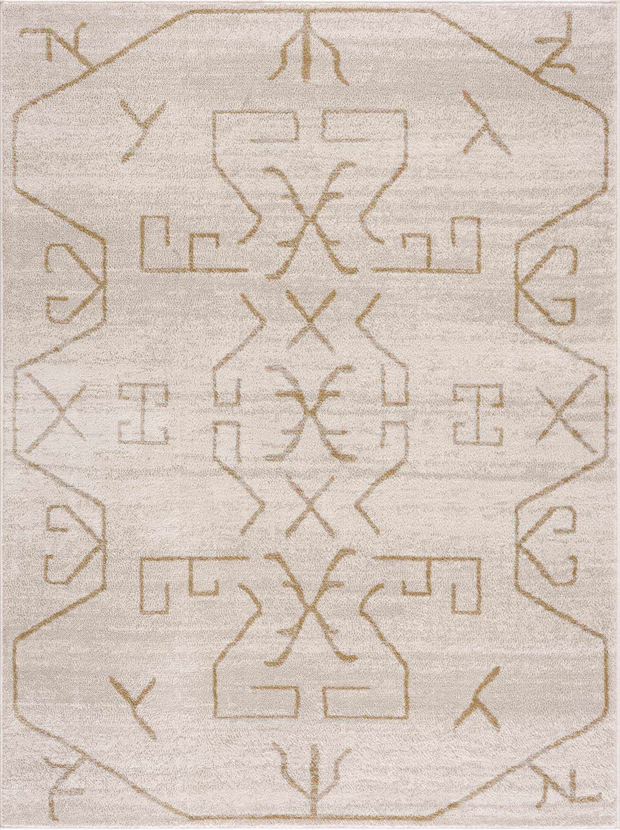 Light peach and Gold Tribal Design Contemporary Area Rug - The Rug Decor