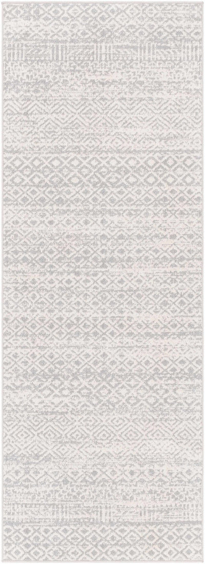 Light Silver and Beige Machine woven Traditional Moroccan Pattern Machine Washable Area Rug - The Rug Decor