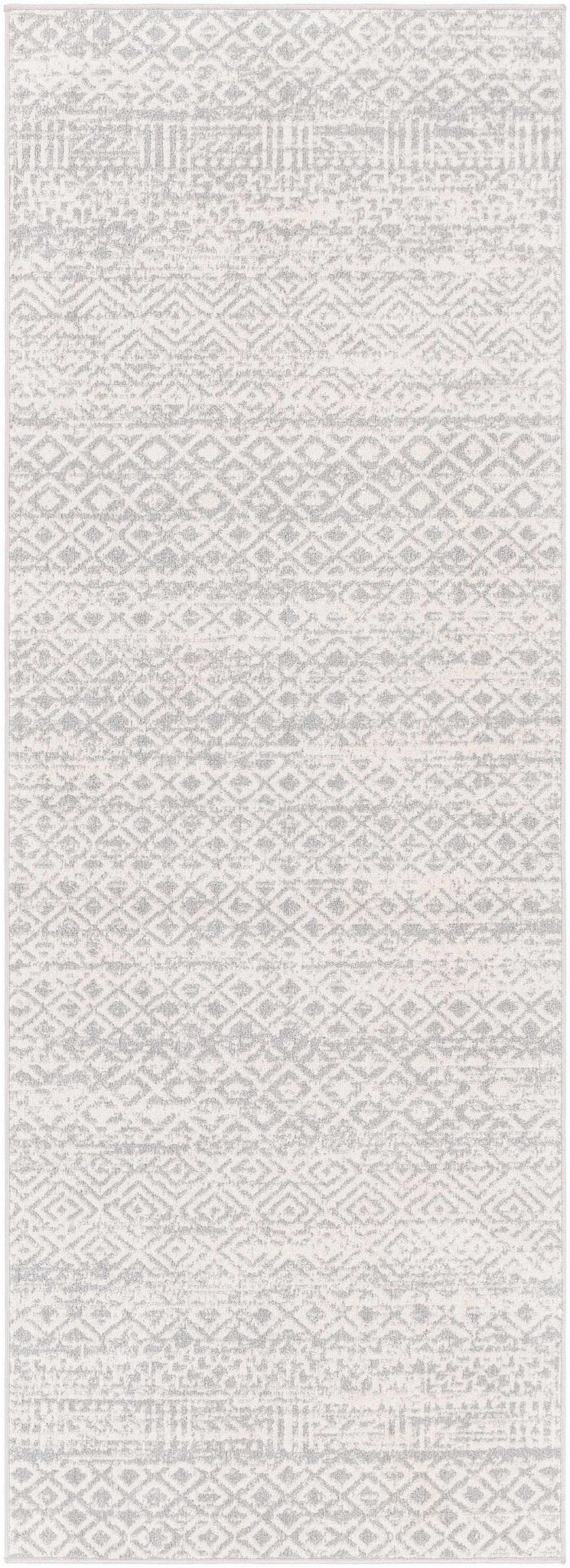 Light Silver and Beige Machine woven Traditional Moroccan Pattern Machine Washable Area Rug - The Rug Decor