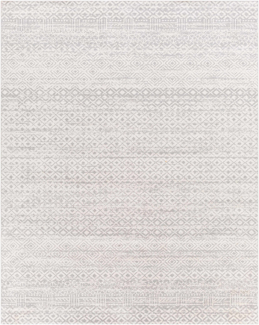 Light Silver and Beige Machine woven Traditional Moroccan Pattern Machine Washable Area Rug - The Rug Decor