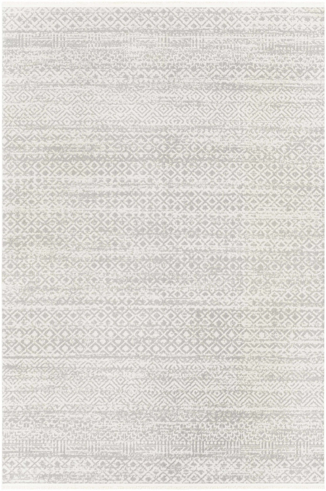 Light Silver and Beige Machine woven Traditional Moroccan Pattern Machine Washable Area Rug - The Rug Decor