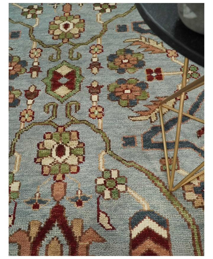Living Room Rug 5x8, 6x9, 8x10, 9x12, 10x14 and 12x15 Hand Knotted Silver, Olive and Ivory Traditional Persian Oushak Wool Rug | TRDCP790 - The Rug Decor