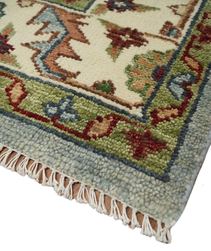 Living Room Rug 5x8, 6x9, 8x10, 9x12, 10x14 and 12x15 Hand Knotted Silver, Olive and Ivory Traditional Persian Oushak Wool Rug | TRDCP790 - The Rug Decor