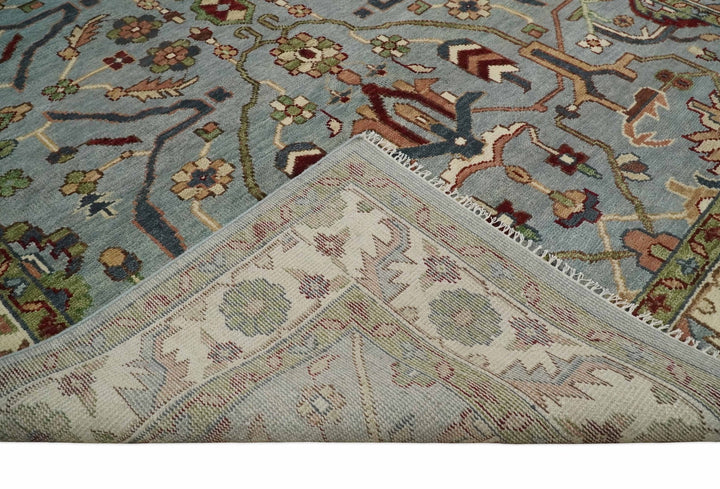 Living Room Rug 5x8, 6x9, 8x10, 9x12, 10x14 and 12x15 Hand Knotted Silver, Olive and Ivory Traditional Persian Oushak Wool Rug | TRDCP790 - The Rug Decor