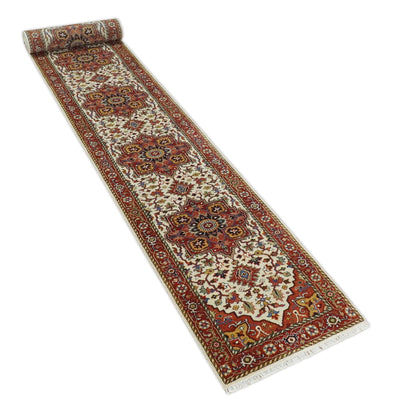 Long 20 feet runner Brown and Ivory Traditional Hallway Rug wool area rug - The Rug Decor