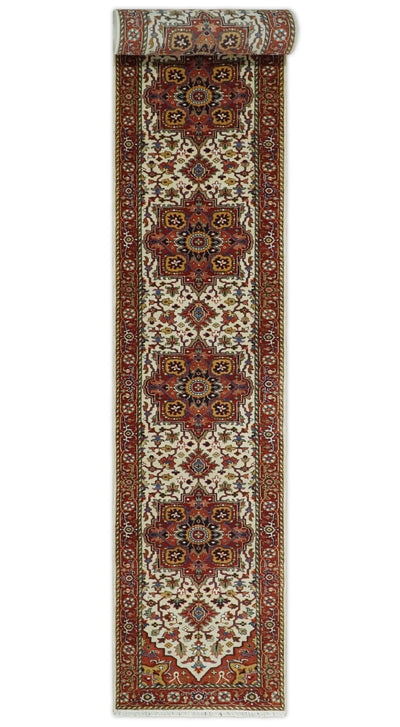 Long 20 feet runner Brown and Ivory Traditional Hallway Rug wool area rug - The Rug Decor