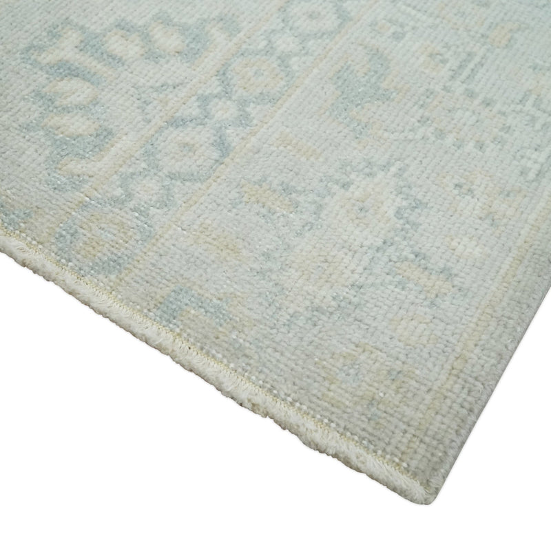 Low Pile 2x3 Hand Knotted Gray, Beige and Ivory Traditional Oushak Wool Rug - The Rug Decor