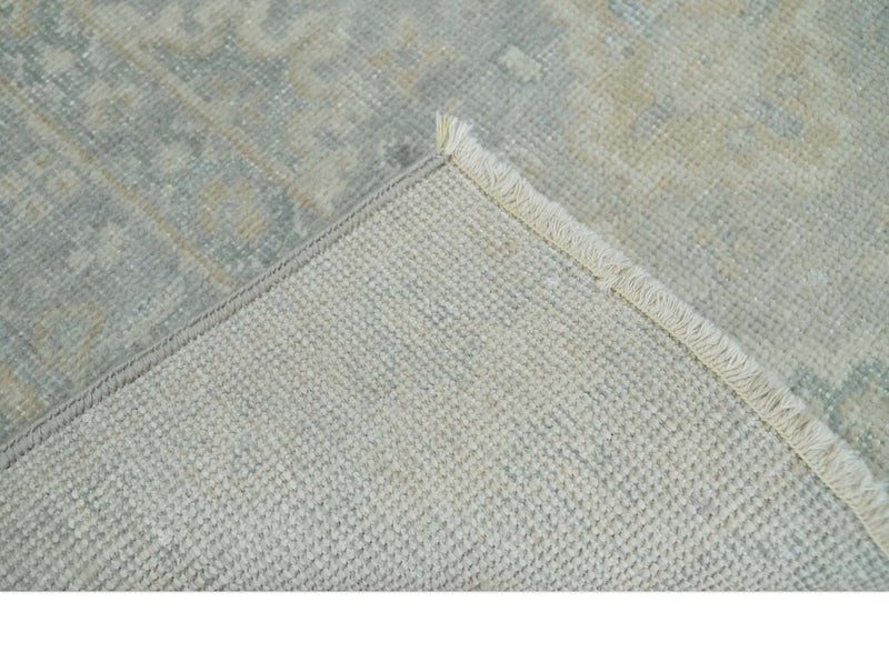 Low Pile 2x3 Hand Knotted Gray, Beige and Ivory Traditional Oushak Wool Rug - The Rug Decor