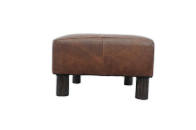 Luxury Genuine Leather Handmade Wooden Stool | FTS5 - The Rug Decor