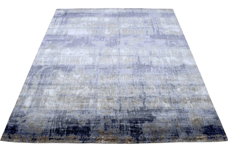 Luxury Hand knotted Blue and Silver Silk 8x10 Area Rug | TRD1856810 - The Rug Decor