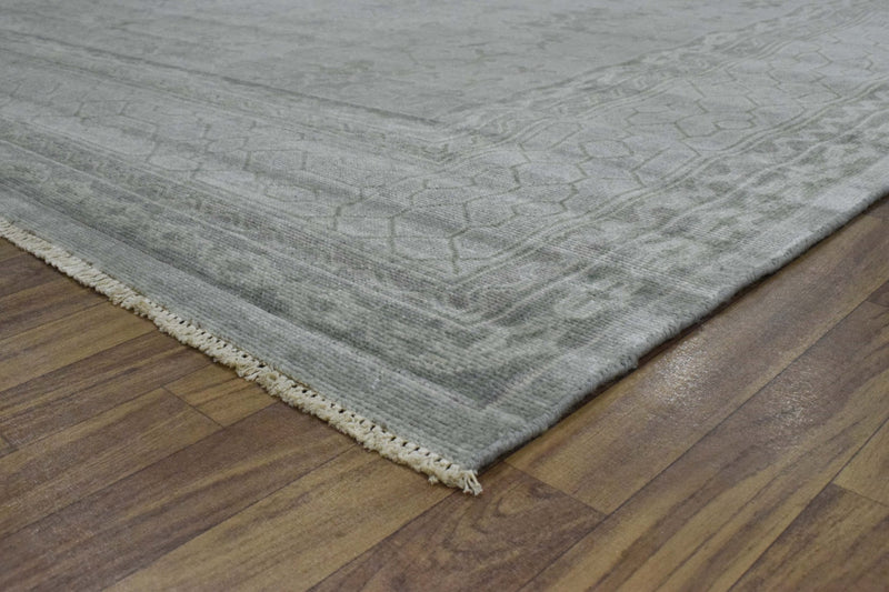 Luxury Hand knotted Wool 8x10 Gray Area Rug | EMP4 - The Rug Decor