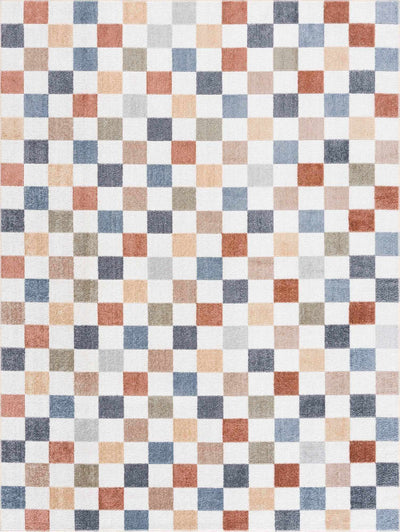 Machine woven Colorful Geometrical Checkered Pattern Machine Washable Rug - The Rug Decor