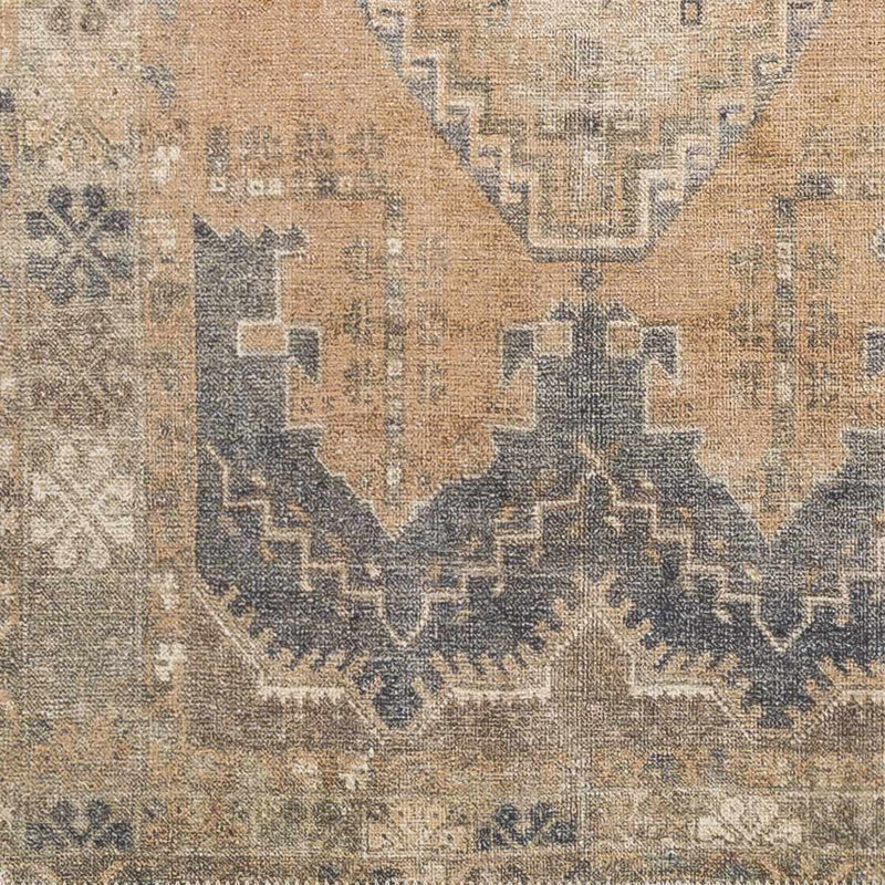 Machine Woven Peach, Silver, Blue and Brown Traditional Machine washable Turkish Rug - The Rug Decor