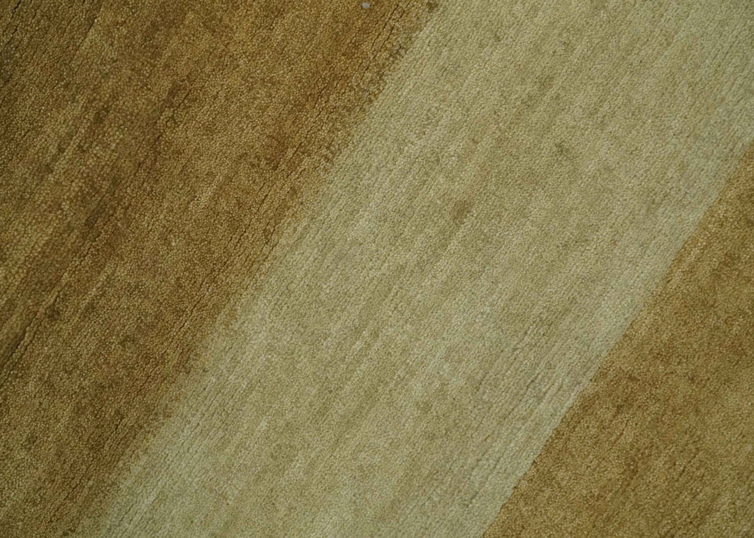 Maroon, Rust, Gold, Olive and Ivory Modern Stripes 5.6x6.6 Hand loom wool area Rug - The Rug Decor