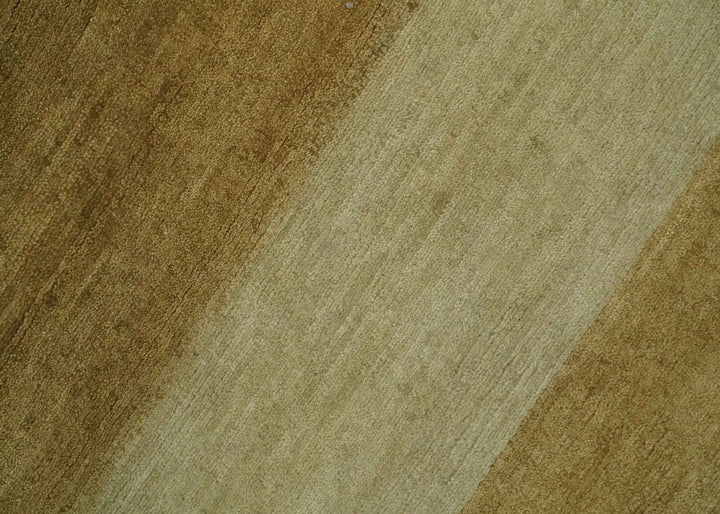 Maroon, Rust, Gold, Olive and Ivory Modern Stripes 5.6x6.6 Hand loom wool area Rug - The Rug Decor