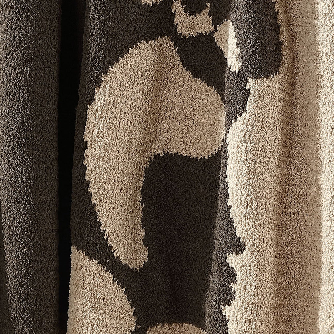 Mocha- Biscotti, Pomegranate- Rose, Black- White Face Print Throw - The Rug Decor